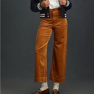 Maeve Anthropologie The Colette Pant Size 27 Rust Corduroy wide leg crop